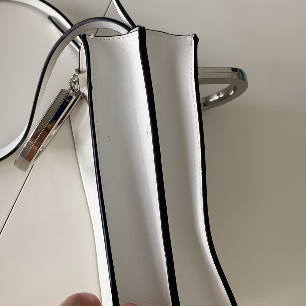 Zara mini tote white leather metallic handles crossbody bag - Picture 6 of 9